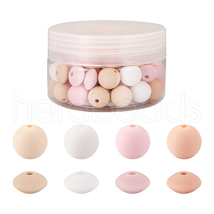 80Pcs 8 Style Food Grade Eco-Friendly Silicone Beads SIL-TA0001-04-1