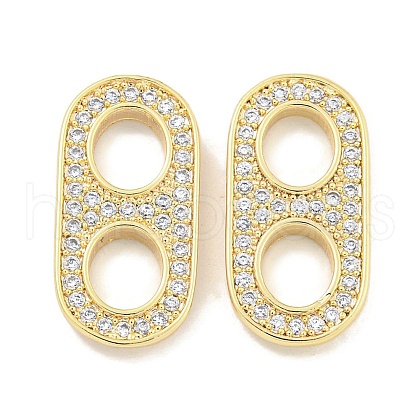 Brass Micro Pave Clear Cubic Zirconia Connector Charms KK-S386-15G-1