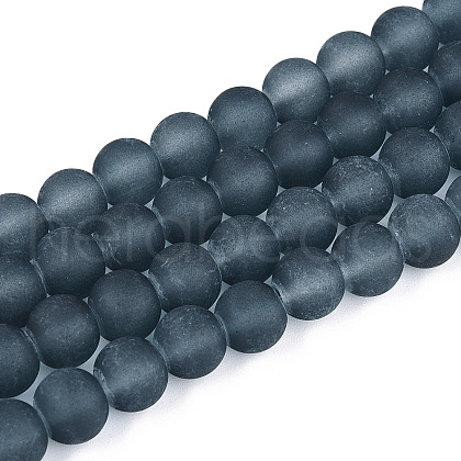 Frosted Transparent Glass Beads Strands GLAA-S031-8mm-12-01-1