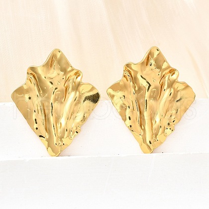 304 Stainless Steel Rhombus Stud Earrings EJEW-P312-02G-1