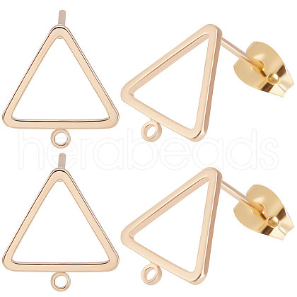 Beebeecraft 20Pcs Brass Triangle Stud Earring Findings KK-BBC0007-19-1