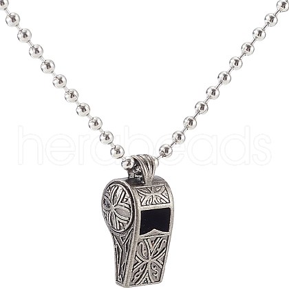 CREATCABIN 1pc Alloy Whistle Pendant Necklaces NJEW-CN0001-07-1