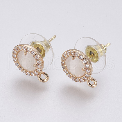 Faceted Glass Stud Earring Findings X-GLAA-F084-B08-1
