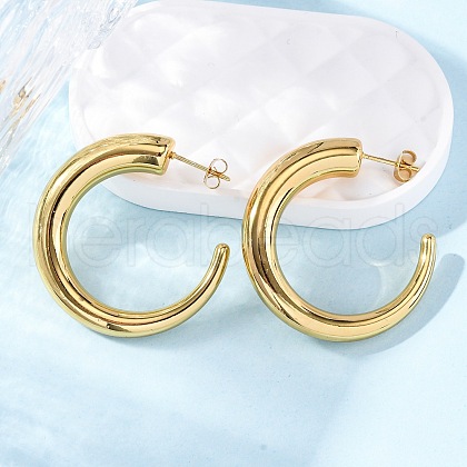 C-Shaped 304 Stainless Steel Stud Earrings for Women EJEW-A125-05G-1
