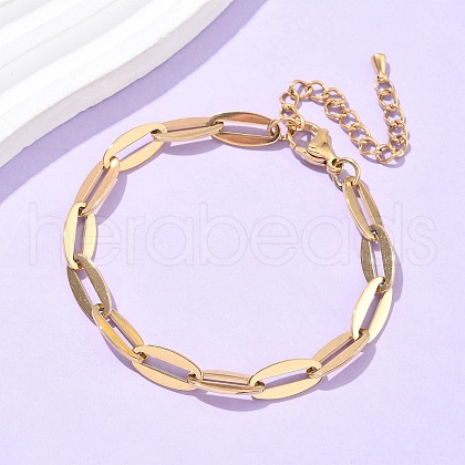 304 Stainless Steel Cable Chain Bracelets for Women BJEW-U038-01G-1