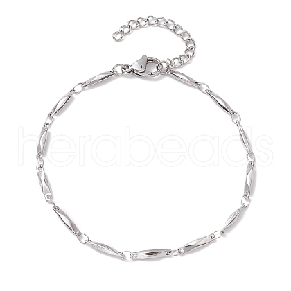 Non-Tarnish 304 Stainless Steel Rectangle Link Chain Bracelets for Women Men BJEW-JB10272-01-1