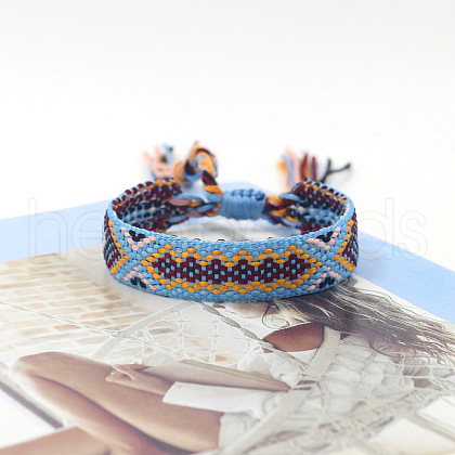 Polyester Braided Rhombus Pattern Cord Bracelet FIND-PW0013-004A-25-1