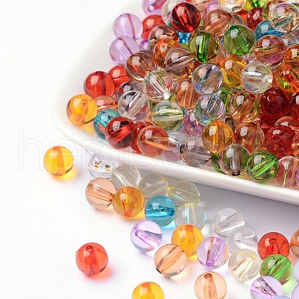 Mixed Round Transparent Acrylic Beads X-PL572Y-1