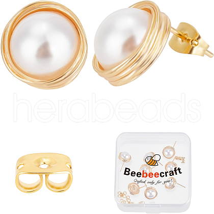 Beebeecraft 10Pcs Brass Stud Earring Findings KK-BBC0011-38-1