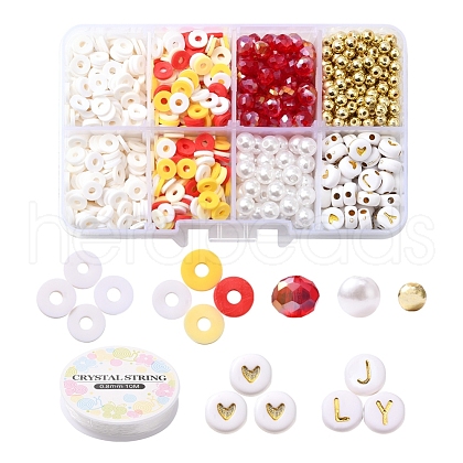 DIY Letter & Imitation Pearl & Heishi Beads Bracelet Making Kit DIY-YW0005-23E-1