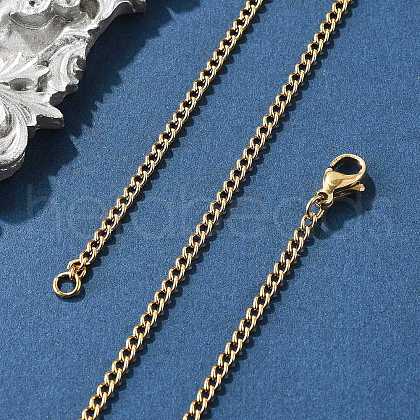 Unisex Casual Style 304 Stainless Steel Curb Chain Necklaces STAS-O037-54G-1