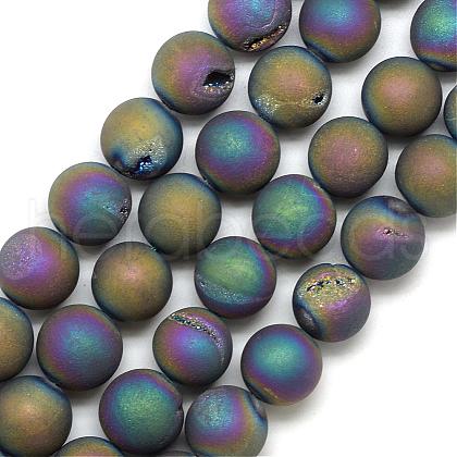 Electroplated Natural Druzy Geode Agate Beads Strands G-S238-18mm-03-1