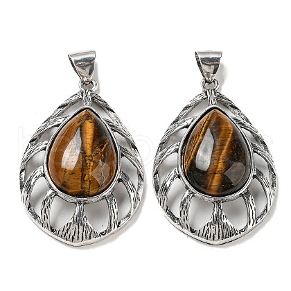 Natural Tiger Eye Pendants G-Z050-02B-1