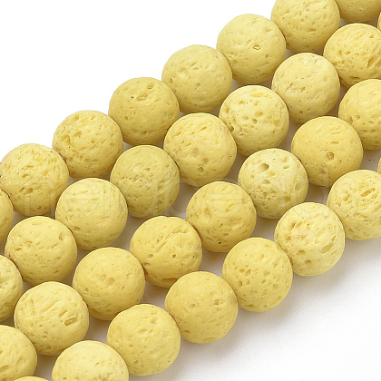 Synthetic Lava Rock Beads Strands G-S277-8mm-18-1