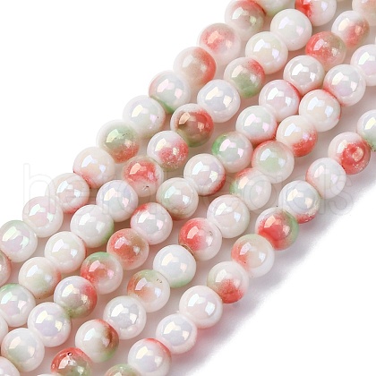 Pearlized Handmade Lampwork Beads Strands LAMP-R020-04B-1
