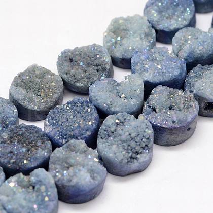 Electroplated Natural & Dyed Druzy Agate Bead Strands G-N0169-004N-01-1