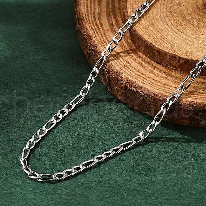 Non-Tarnish 304 Stainless Steel Figaro Chain Necklaces STAS-K168-02P-1