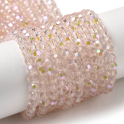 Electroplate Transparent Glass Beads Strands EGLA-A035-T4mm-L20-1