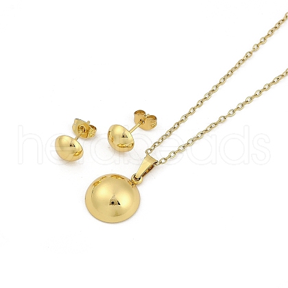 Vacuum Plating 304 & 201 Stainless Steel Jewelry Sets SJEW-F146-03G-03-1