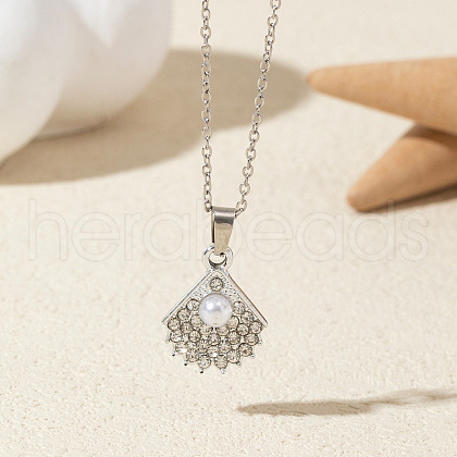 Alloy Crystal Rhinestone & Plastic Imitation Pearl Pendant Necklaces FS-WG6A3E6-17-1