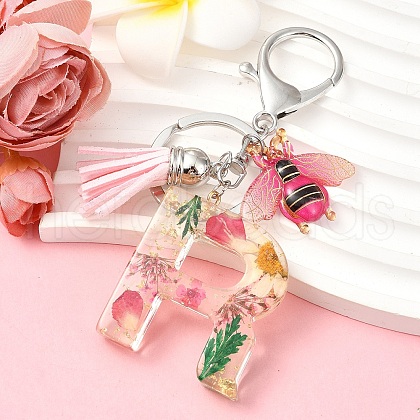 Resin & Acrylic & Faux Suede Tassel Keychain KEYC-YW00125-18-1