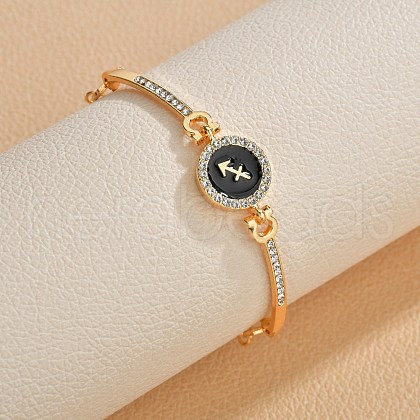 12 Constellations Golden Alloy Rhinestone Bangles for Women WG283F1-08-1