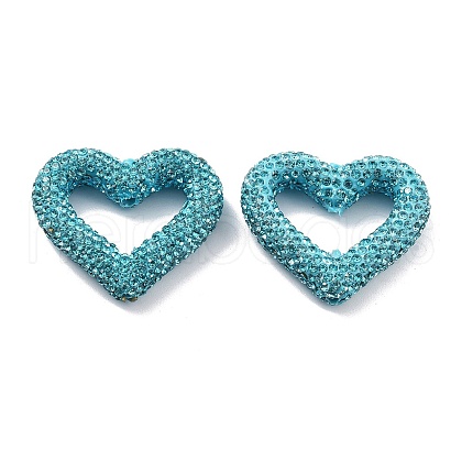 Heart Shape Polymer Clay Rhinestone Beads CLAY-NH0001-09A-12-1