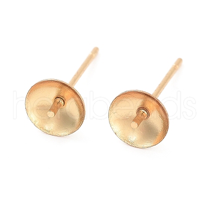 304 Stainless Steel Post Stud Earring Settings For Half Drilled Beads STAS-H558-06G-1