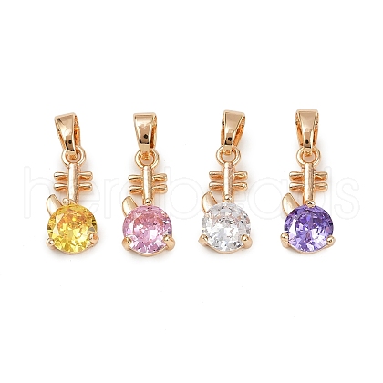Brass Micro Pave Cubic Zirconia Pendants KK-E795-10KCG-01-1