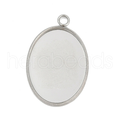 Tarnish Resistant 304 Stainless Steel Pendant Cabochon Settings STAS-G075-21P-01-1