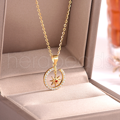 925 Sterling Silver Micro Pave Clear Cubic Zirconia Star Pendant Necklaces for Women Jewelry Gift KP5211-1