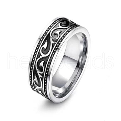 Antique Silver Stainless Steel Finger Ring PW-WG24623-04-1