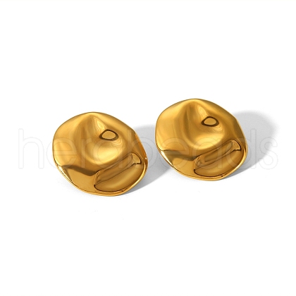 Vintage Stainless Steel Flat Round Earrings for Women SU5011-2-1
