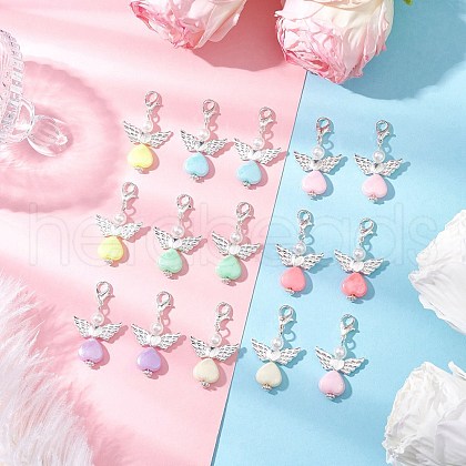 Angel Acrylic & ABS Plastic Imitation Pearl Pendant Decorations HJEW-JM03213-1