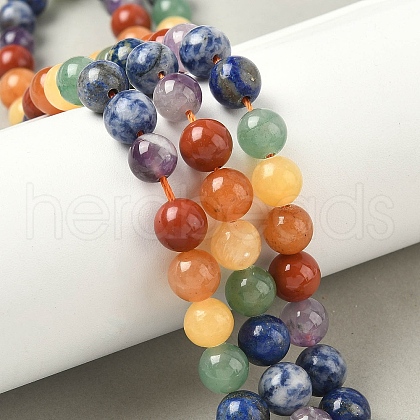 Chakra Natural Mixed Gemstone Beads Strands G-P574-A03-8mm-1