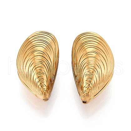 304 Stainless Steel Shell Shape Hoop Earrings EJEW-N059-11G-1