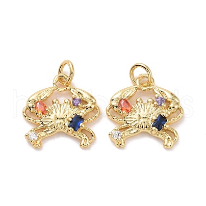 Crab Brass Micro Pave Colorful Cubic Zirconia Pendants KK-G406-36G-1