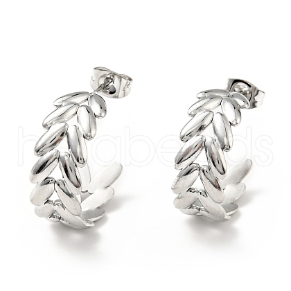 Leaf Wrap Stud Earrings EJEW-G293-03P-1