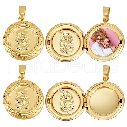 Beebeecraft 6Pcs Brass Locket Pendants KK-BBC0015-49-1