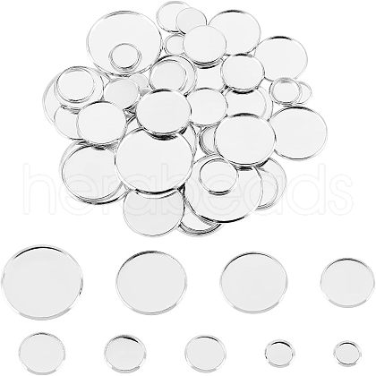 Unicraftale 54Pcs 9 Style 304 Stainless Steel Plain Edge Bezel Cups STAS-UN0024-87S-1