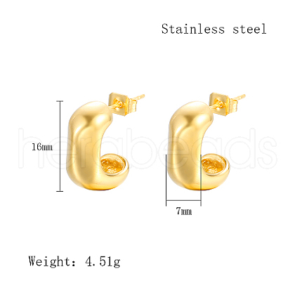 304 Stainless Steel Stud Earrings WI7669-1-1