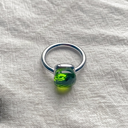 Square 304 Stainless Steel with Glass Finger Rings FS-WG8AAFA-19-1