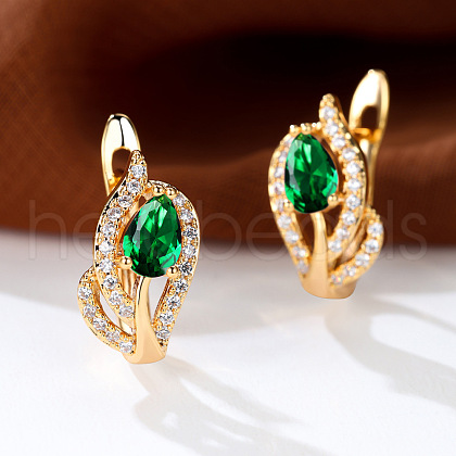 Brass Micro Pave Cubic Zirconia Hoop Earrings WG4C638-09-1