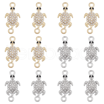 SUNNYCLUE 40Pcs 2 Colors Alloy Crystal Rhinestone Connector Charms FIND-SC0007-41-1