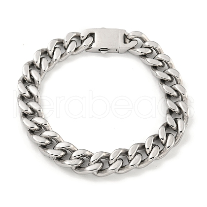 Non-Tarnish 201 Stainless Steel Cuban Link Chain Bracelets for Women and Men BJEW-F473-01P-03-1