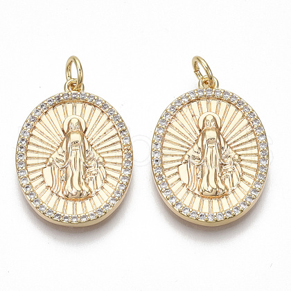 Brass Micro Pave Cubic Zirconia Pendants KK-S356-039G-NF-1