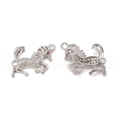 Brass Micro Pave Clear Cubic Zirconia Connector Charms KK-E068-VB019-1