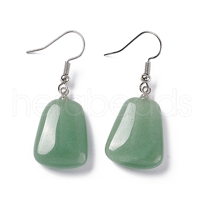 Natural Green Aventurine Trapezoid Dangle Earrings EJEW-D188-02P-06-1