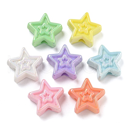 UV Plating Iridescent Acrylic Beads OACR-G039-17-1