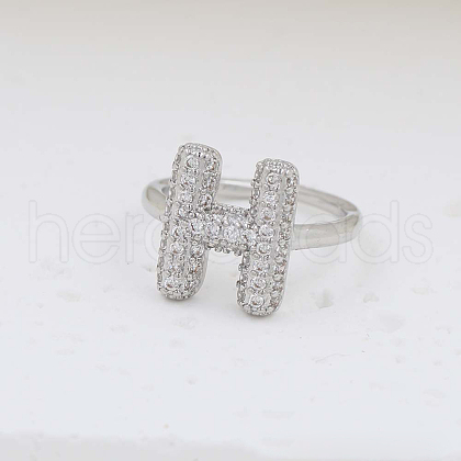 Brass Micro Pave Clear Cubic Zirconia Cuff Rings FS-WG17FF6-08-1